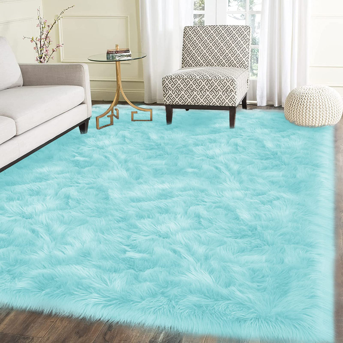 Latepis White Sheepskin Rug 2x3 Faux Fur Sheepskin Rug for Living Room Fluffy Washable Rugs for Bedroom Luxury Room Decor Furry Rugs Rectangle