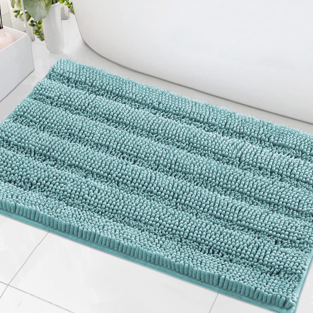 H.VERSAILTEX Bathroom Rugs Bath Rug Set 2 Piece Bathroom Contour Rug Toilet Mat Sets Non Slip Contour Bath Rug Ultra Thick Water Absorbent Striped Bath Mats Washable(47" x 17" Plus 20" x 20" U, Cream)