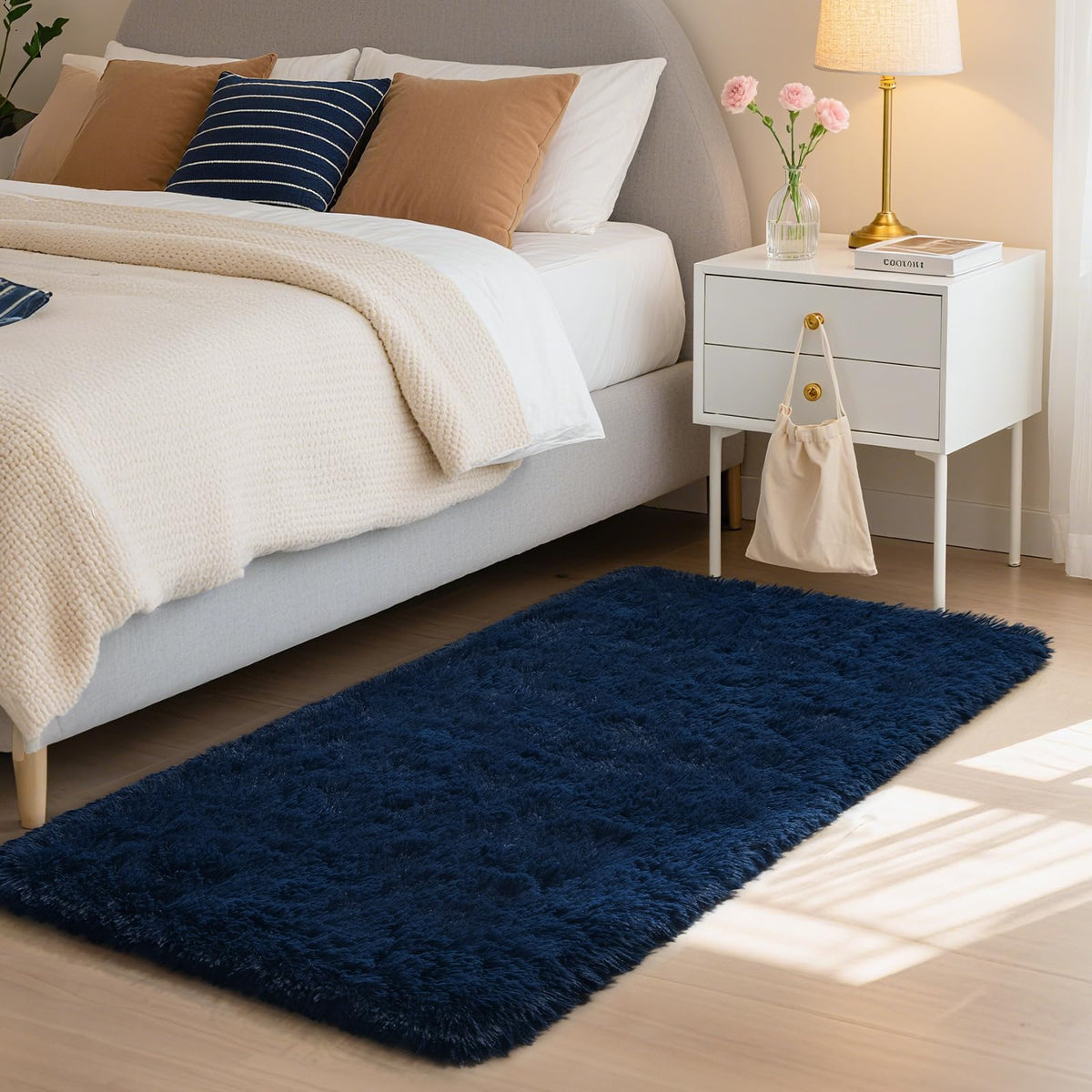 HOMORE Small Rugs for Bedroom 2x3 Feet Beige Rug for Bedside Living Room