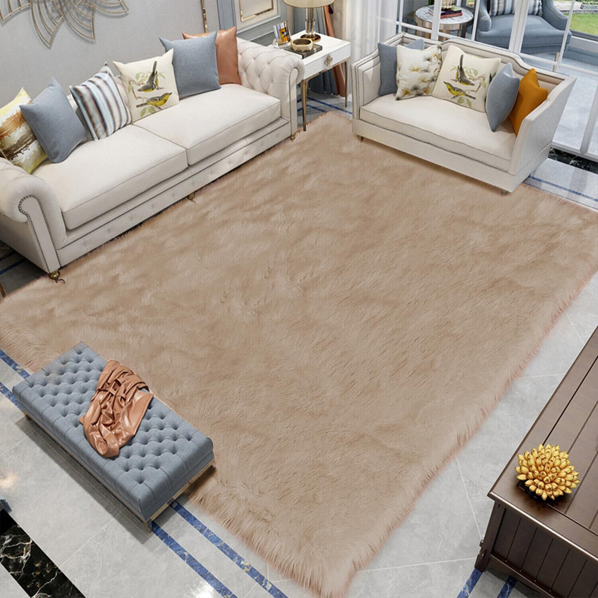 Latepis White Sheepskin Rug 2x3 Faux Fur Sheepskin Rug for Living Room Fluffy Washable Rugs for Bedroom Luxury Room Decor Furry Rugs Rectangle