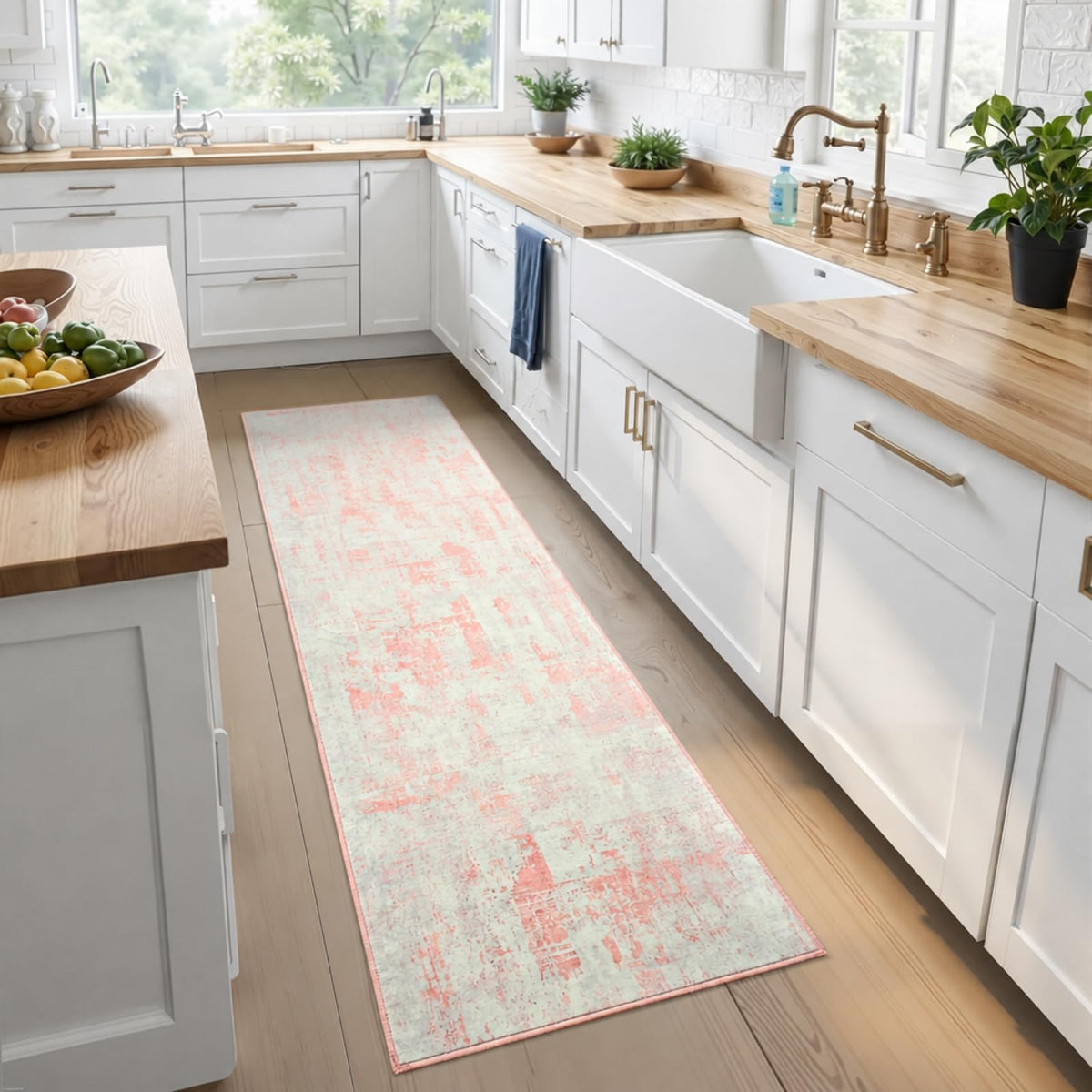 Toneed Washable 2x6 Non-Slip Runner Rug for Hallway Kitchen, Grey