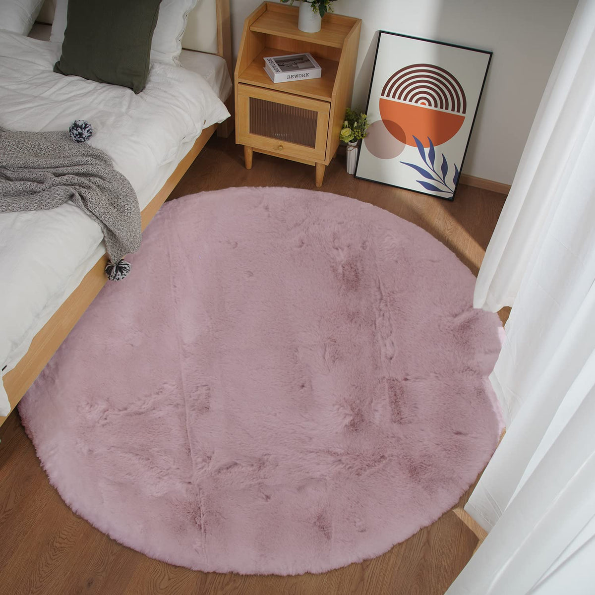 Ghouse Soft Faux Sheepskin Fur Rug 2x4 Black Fluffy Bedside Rugs Plush Rug Shag Nursery Carpet Area Rugs for Living Room Bedroom Playing Room Decor
