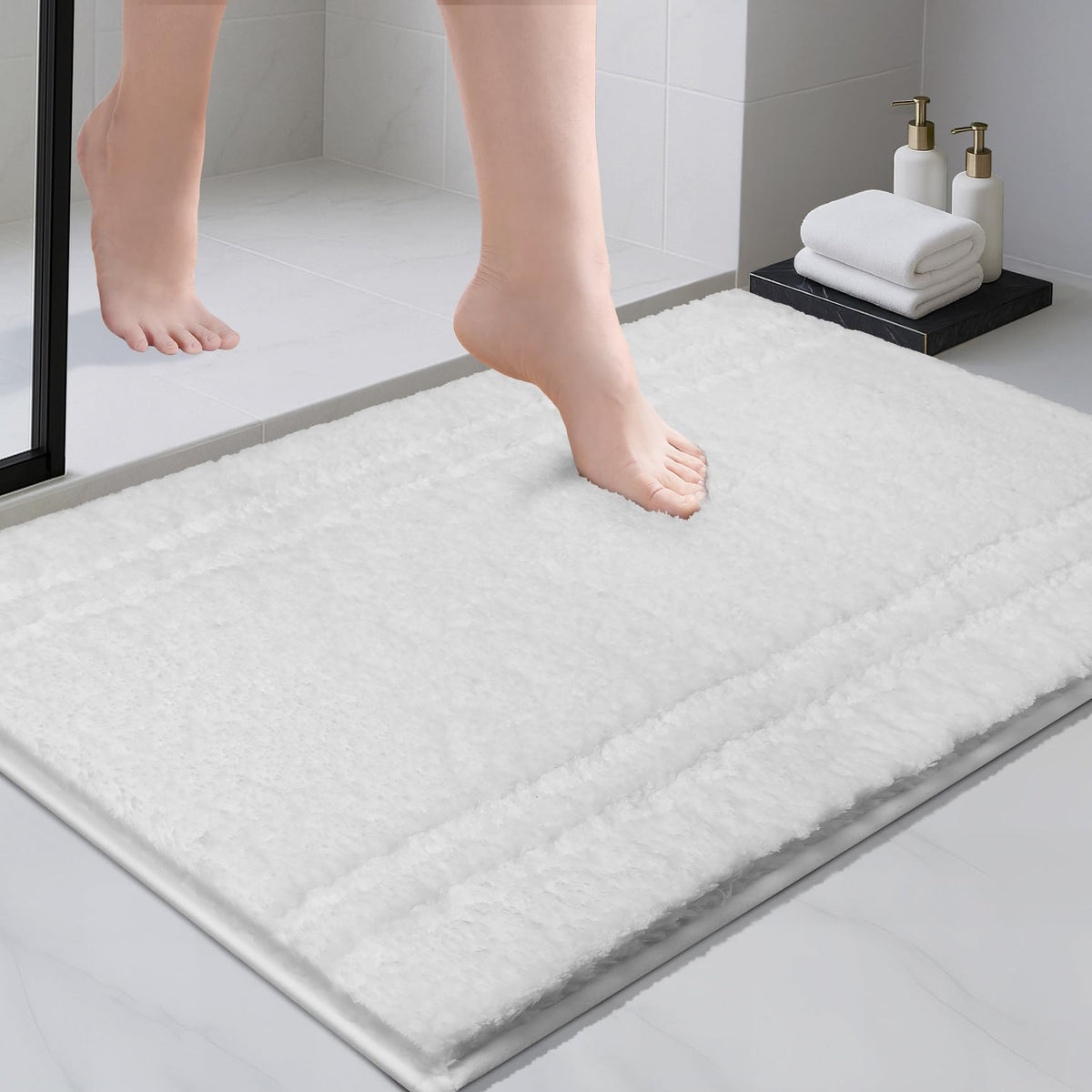 PURRUGS Bathroom Rug, Bath Mat, 20" x 30", Beige