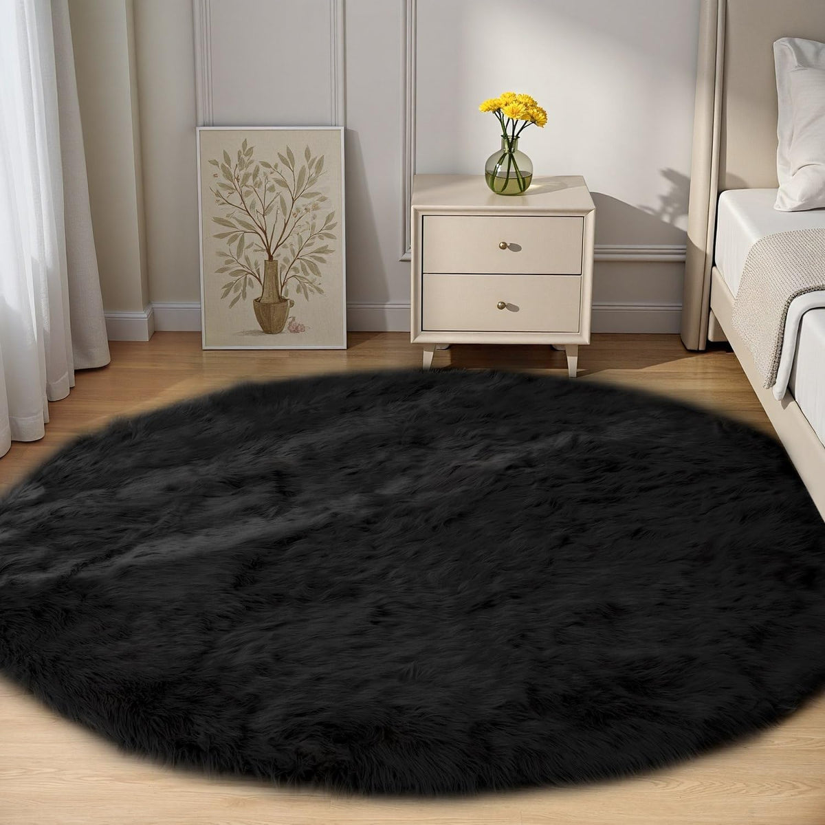 Goolela White Fluffy Faux Fur Rug for Bedroom Faux Sheepskin Rug 2x3 White Fuzzy Furry Bedside Carpet Dining Room Playroom Dorm Small Washable Rectangle