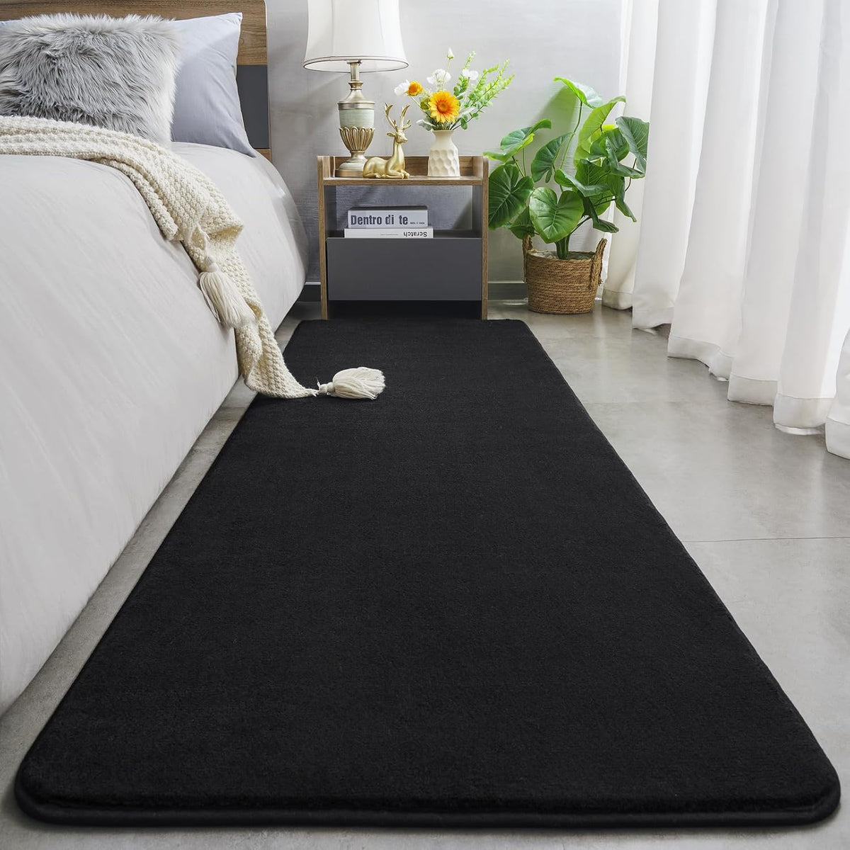 Amearea Modern Soft Hallway Runner Rug, 2x6 Feet Black Washable Runner Rugs