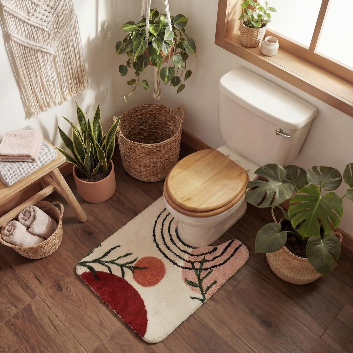 Drydiet U Shaped Toilet Rug Washable Cute Bath Mat 24x20,Black Cat