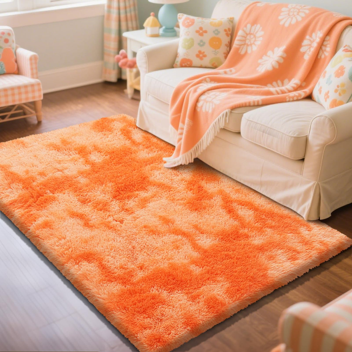 Beige 2x4 Area Rugs for Bedroom, Fluffy Shag Rug Small Rug Bedside Carpet