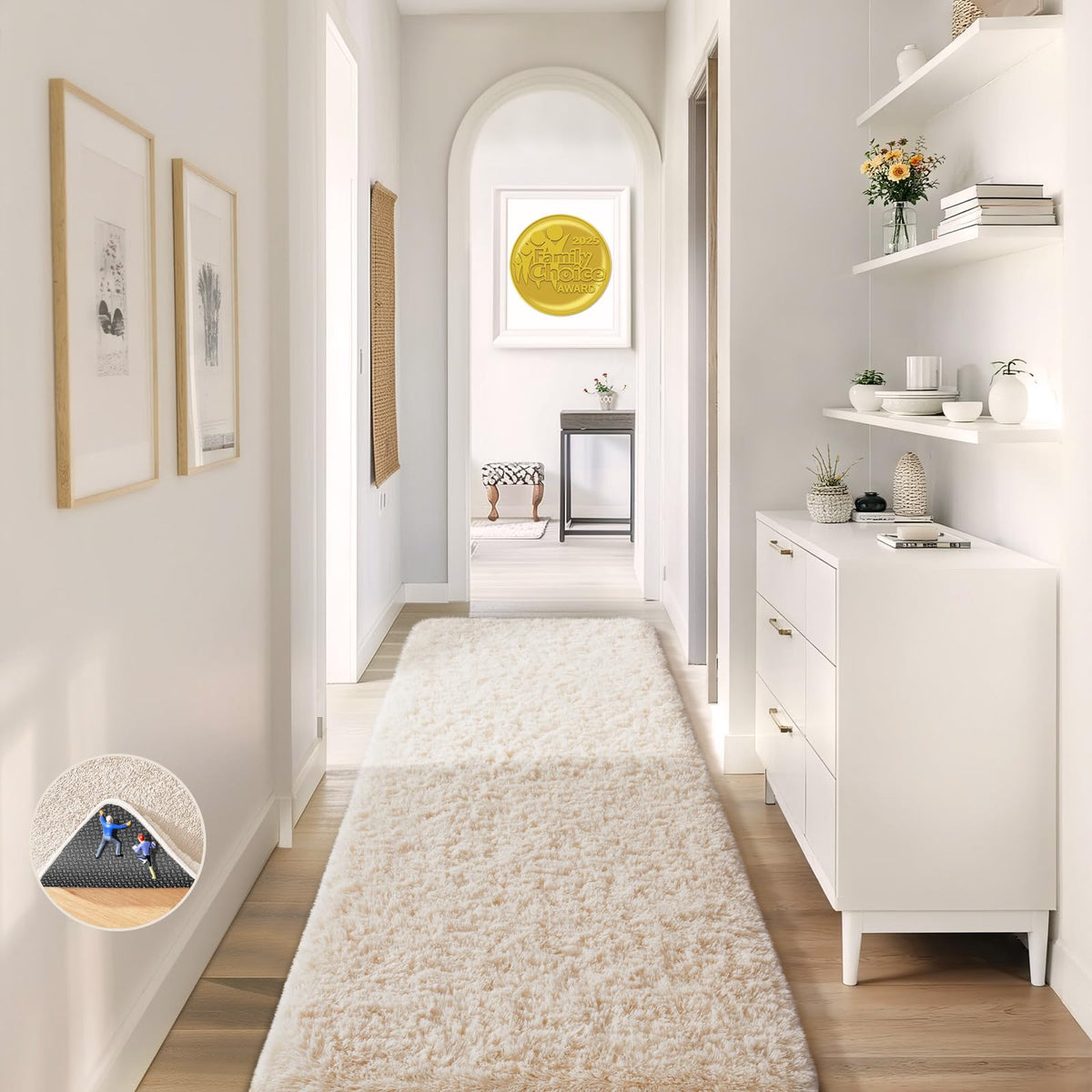 Ophanie 2x6 Washable Runner Rug for Hallway,Non-Slip Fluffy Soft Bedside Rugs, Bedroom Living Room Grey Shaggy Gray Carpet for Kids Girls Boys Dorm Nursery Home Decor Aesthetic