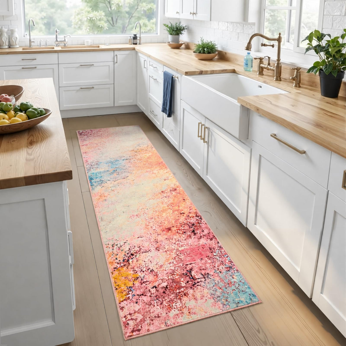 Toneed Washable 2x6 Non-Slip Runner Rug for Hallway Kitchen, Grey