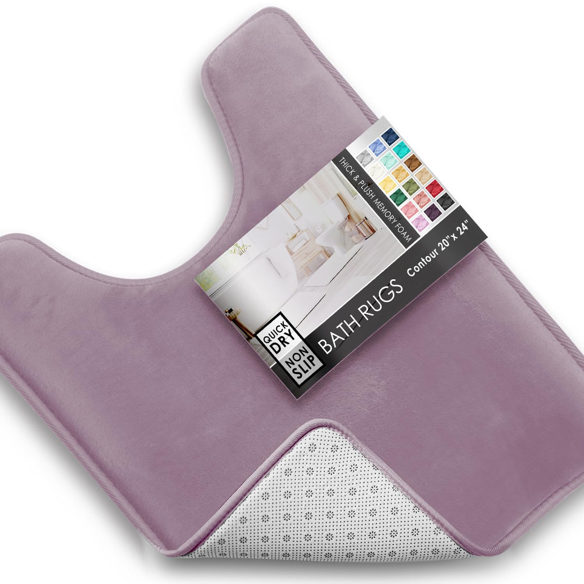 Clara Clark 3 Piece Bathroom Rugs Bath Mat Set, Velvet Memory Foam Bath Mats for Bathroom - Non-Slip, PVC Backing Bath Rugs, Washable - Dries Quickly, Grey