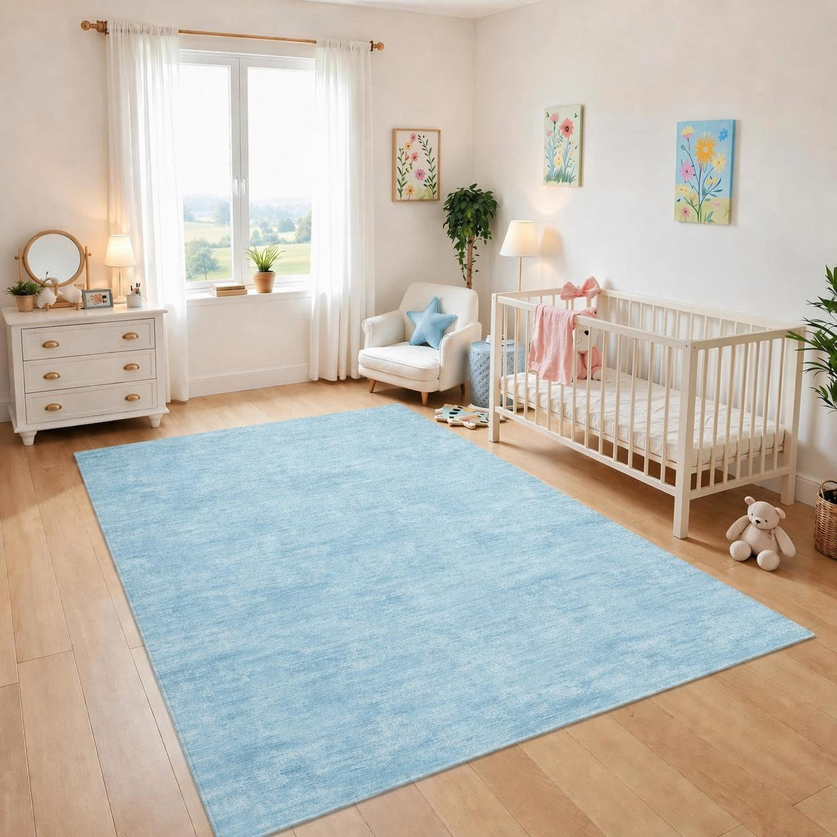 RUGSREAL Small Area Rug 2x3 Entryway Mat with Rubber Backing Stain Resistant Throw Carpet Modern Solid Color Bath Mat Contempowary Washable Rug for Living Room Bedroom Dining Room Kitchen, Beige 2x3