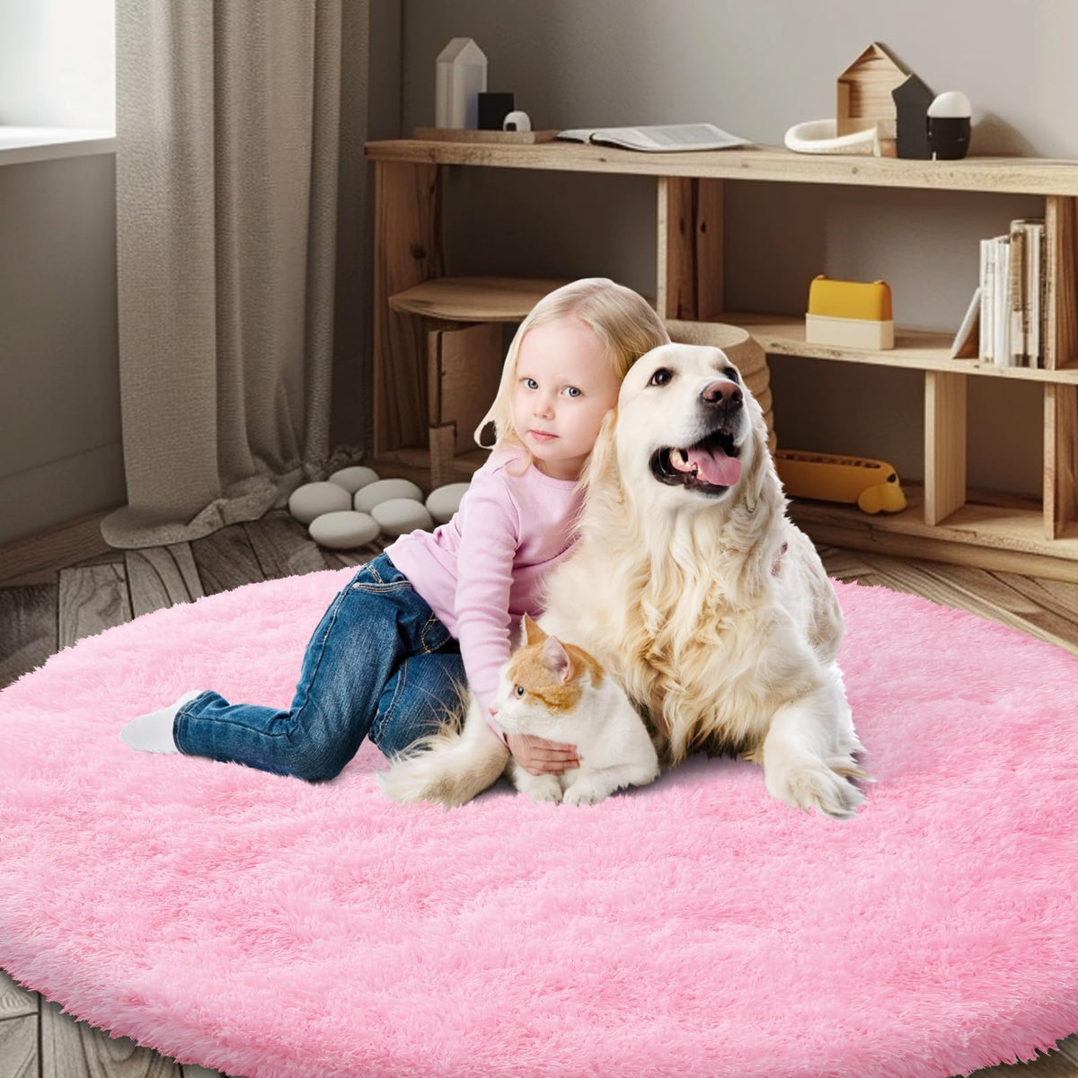 Small Shag Area Rug for Bedroom, 2x3 Cream Soft Plush Carpet