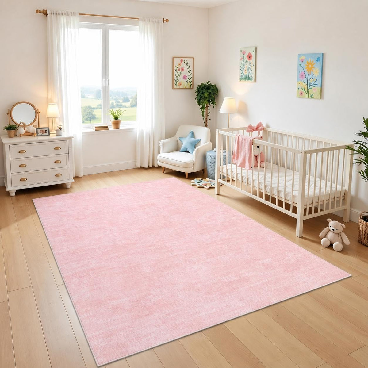 RUGSREAL Small Area Rug 2x3 Entryway Mat with Rubber Backing Stain Resistant Throw Carpet Modern Solid Color Bath Mat Contempowary Washable Rug for Living Room Bedroom Dining Room Kitchen, Beige 2x3