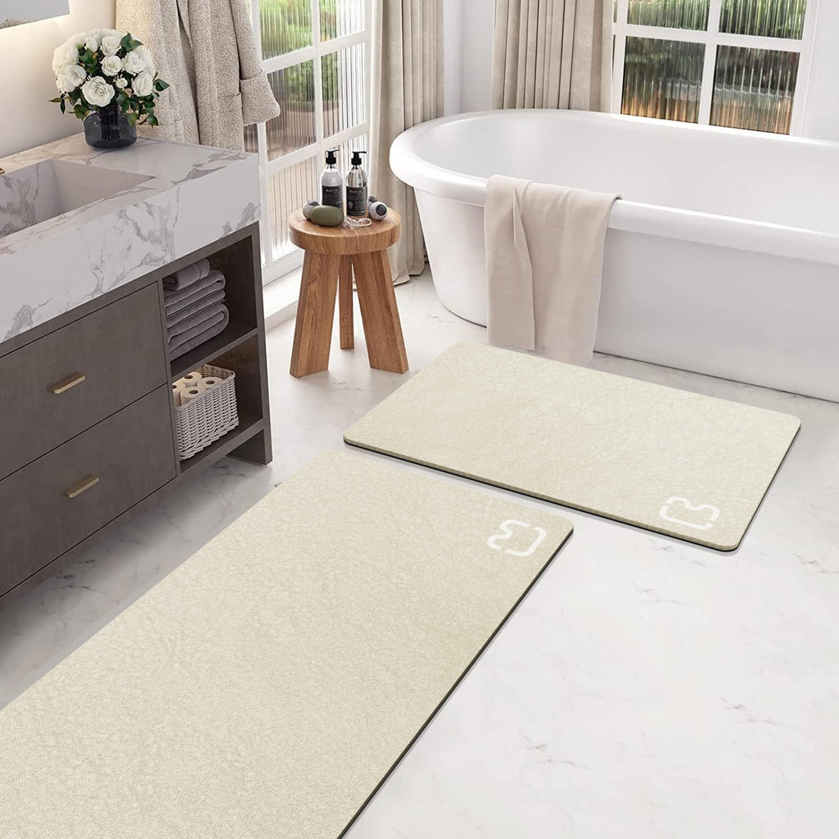Diatomaceous Earth Bath Mat Stone Bath Mats for Bathroom,15.7"x23.6",Grey