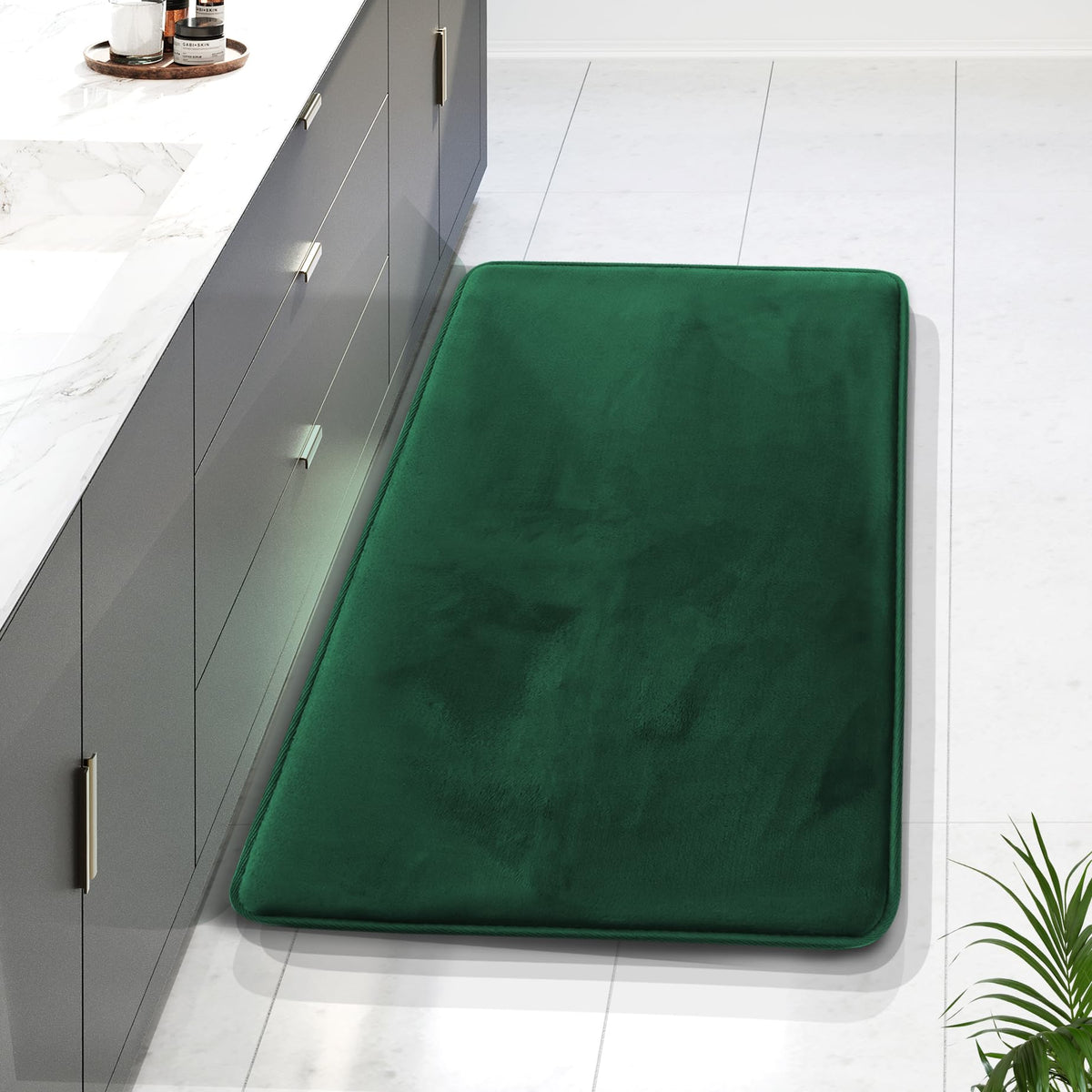 Clara Clark 3 Piece Bathroom Rugs Bath Mat Set, Velvet Memory Foam Bath Mats for Bathroom - Non-Slip, PVC Backing Bath Rugs, Washable - Dries Quickly, Grey