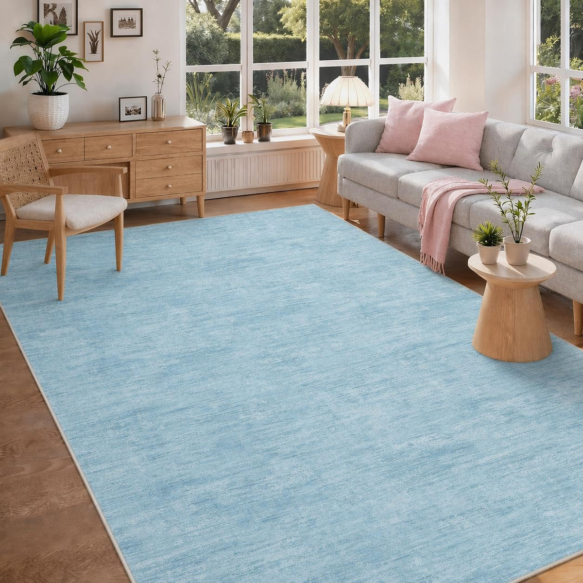 RUGSREAL Small Area Rug 2x3 Entryway Mat with Rubber Backing Stain Resistant Throw Carpet Modern Solid Color Bath Mat Contempowary Washable Rug for Living Room Bedroom Dining Room Kitchen, Beige 2x3