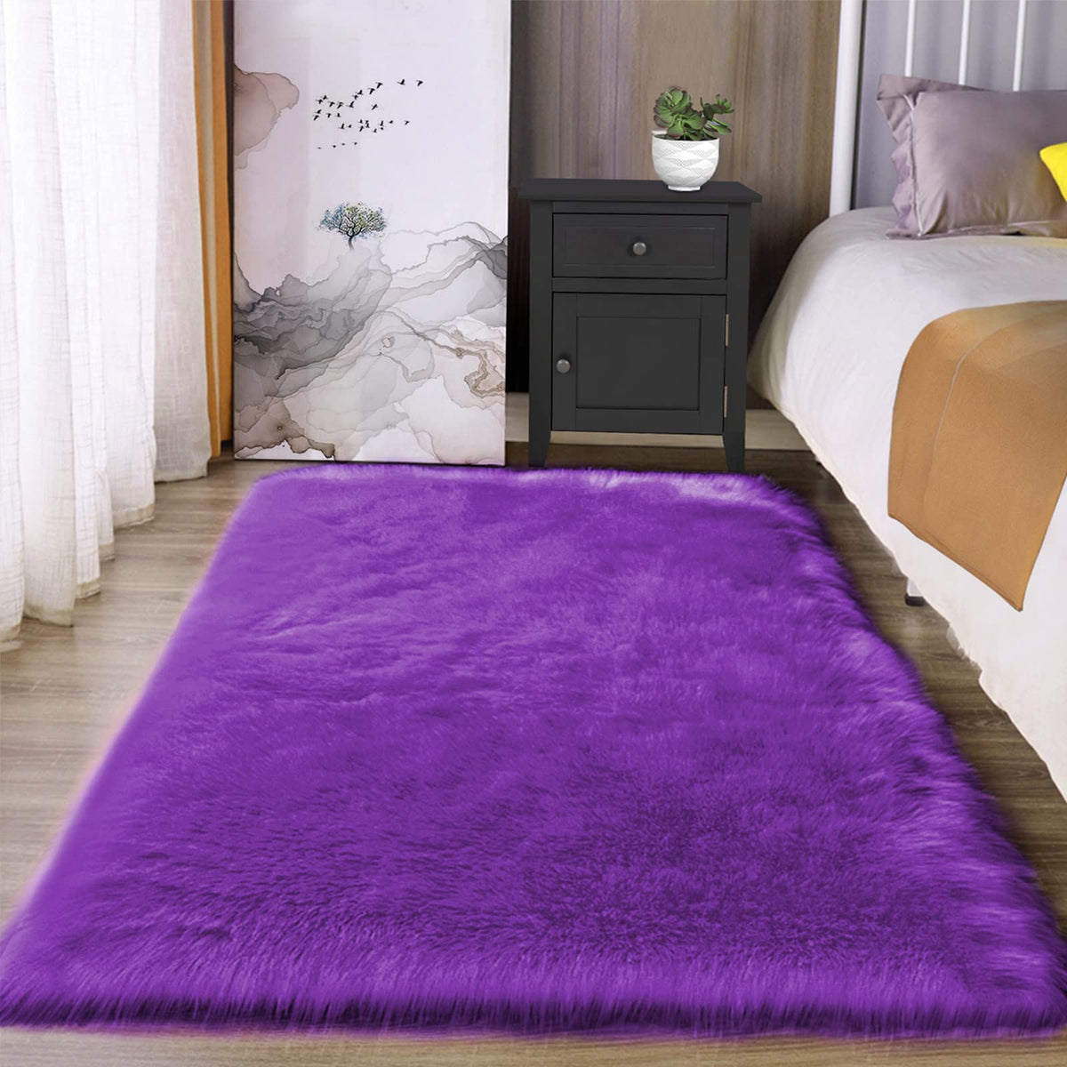 Latepis White Sheepskin Rug 2x3 Faux Fur Sheepskin Rug for Living Room Fluffy Washable Rugs for Bedroom Luxury Room Decor Furry Rugs Rectangle