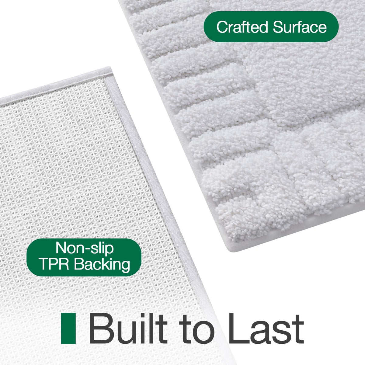 LUMI Soft Bathroom Rugs Absorbent, Non Slip Bath Mat 20x32, White