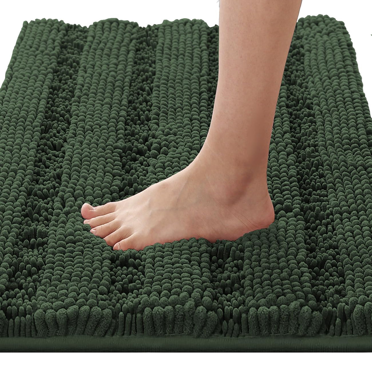 H.VERSAILTEX Bathroom Rugs Bath Rug Set 2 Piece Bathroom Contour Rug Toilet Mat Sets Non Slip Contour Bath Rug Ultra Thick Water Absorbent Striped Bath Mats Washable(47" x 17" Plus 20" x 20" U, Cream)