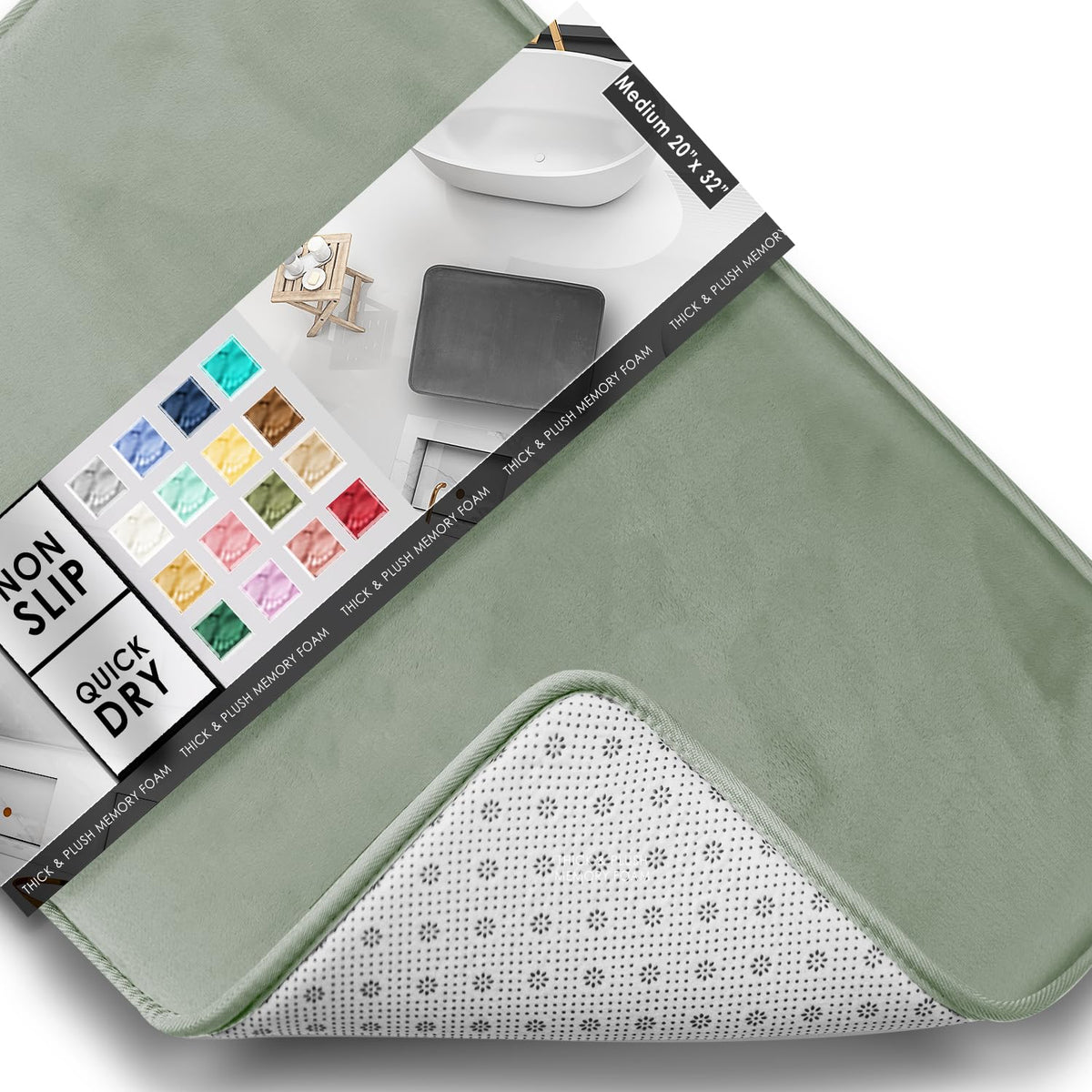 Clara Clark 3 Piece Bathroom Rugs Bath Mat Set, Velvet Memory Foam Bath Mats for Bathroom - Non-Slip, PVC Backing Bath Rugs, Washable - Dries Quickly, Grey