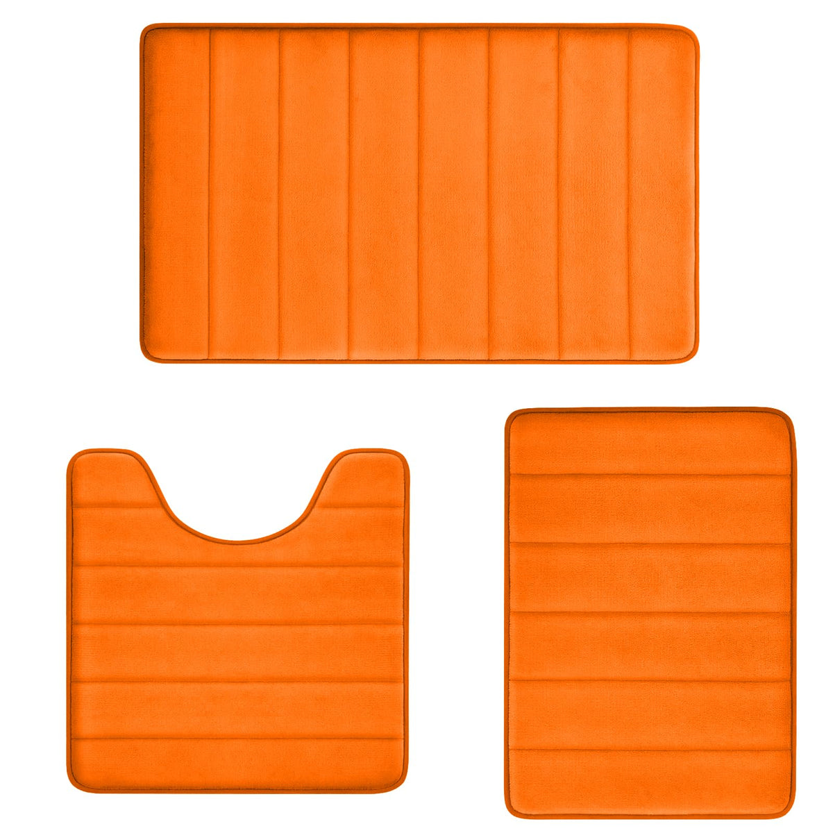 Bathroom Rugs Set Memory Foam Bath Rugs Non-Slip Bath Mat Set 3 Piece,Washable Bathroom Mats,Absorbent Shaggy Rugs Super Soft U-Shaped Toilet Rug,Bahroom Carpets for Bathroom,Tub,Shower（Black）