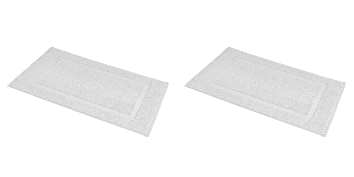 Amazon Basics Banded Bathroom Bath Rug Mat, 100% Cotton, 31 x 20 inches, Soft Silver