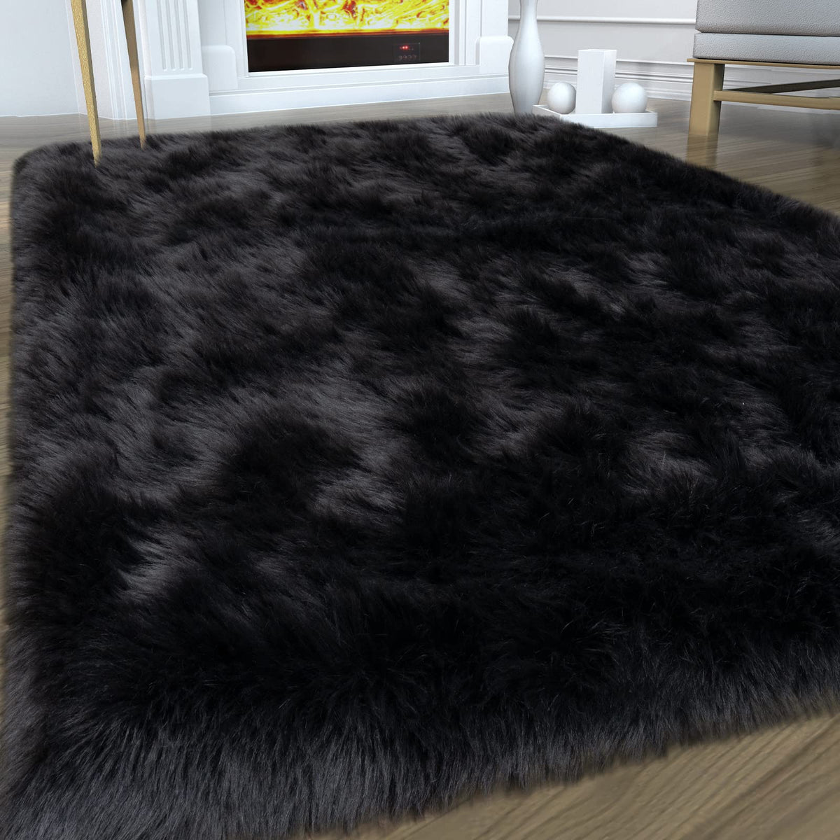 Tangsoo 2x6 Beige Faux Fur Rug,Soft Sheepskin Fluffy Runner Rug for Bedroom