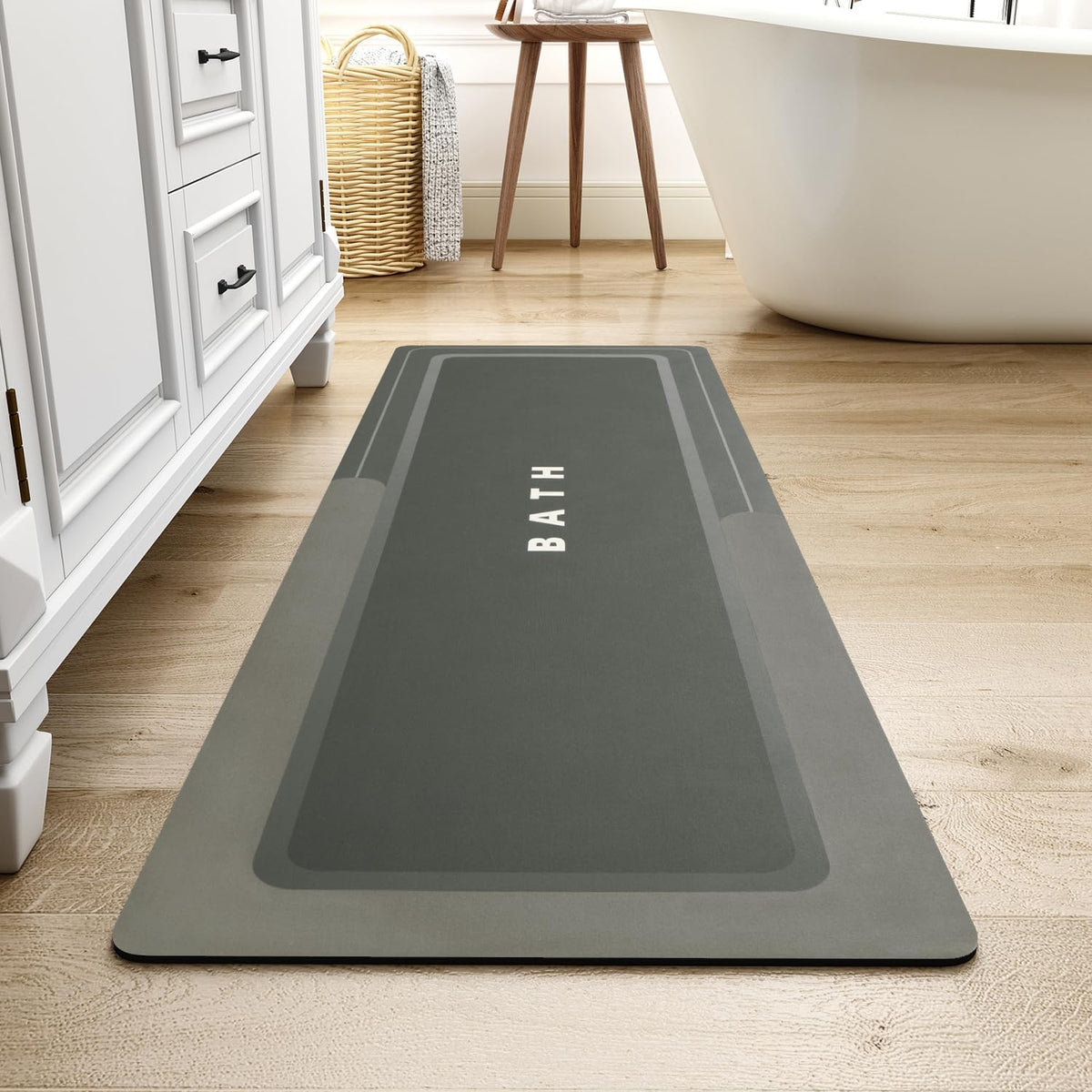 MontVoo-Bath Mat-Bathroom Mat Rug Non Slip Super Absorbent Stain Resistant Quick Dry Thin Bath Rug-Bath Mats for Bathroom Floor Bathtub Vanity-Bathmat Bath Rug Easy Care-17"x27" Grey