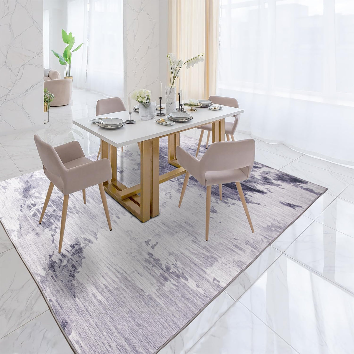 Ompaa 2x6 Rug Runners for Hallways Kitchen Runner Rug Non Slip Washable Grey Long Runner Rugs with Rubber Backing Soft Abstract Carpet Runner for Hallways, Kitchen, Bedroom, Bathroom, Entryway