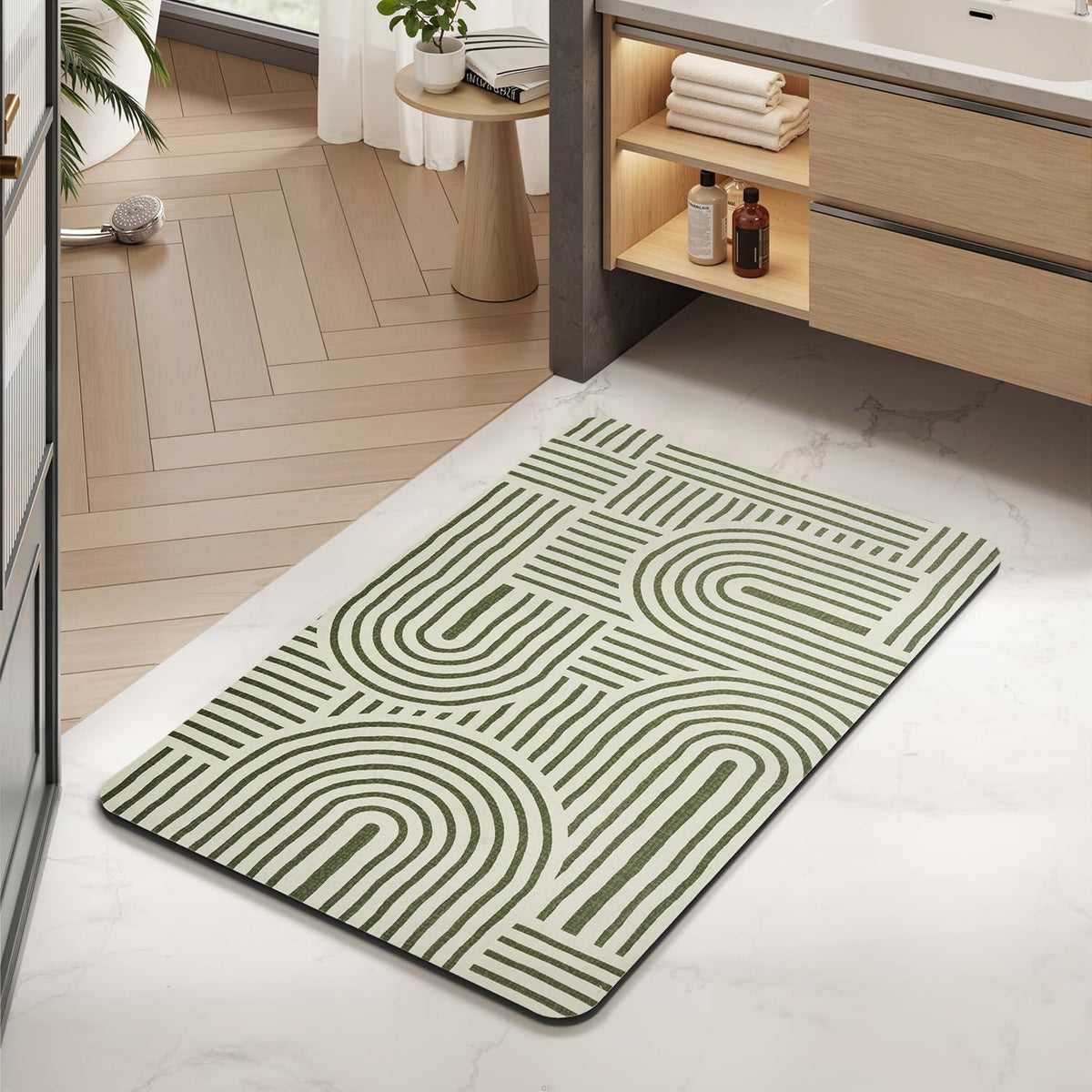 MontVoo -Bath Mat-Rubber Backing Non SlipThin Bathroom Rugs Fit Under Door- Quick Dry Absorbent Faux Suede Surface Grey Bathroom Floor Mats-Shower Rug for in Front of Bathtub Shower Gray 16x24