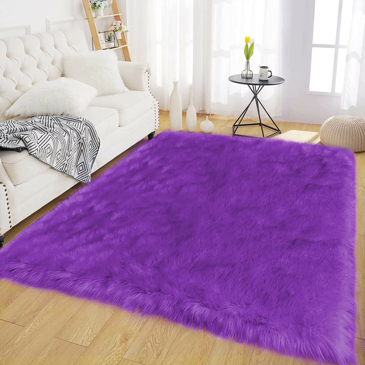Latepis White Sheepskin Rug 2x3 Faux Fur Sheepskin Rug for Living Room Fluffy Washable Rugs for Bedroom Luxury Room Decor Furry Rugs Rectangle