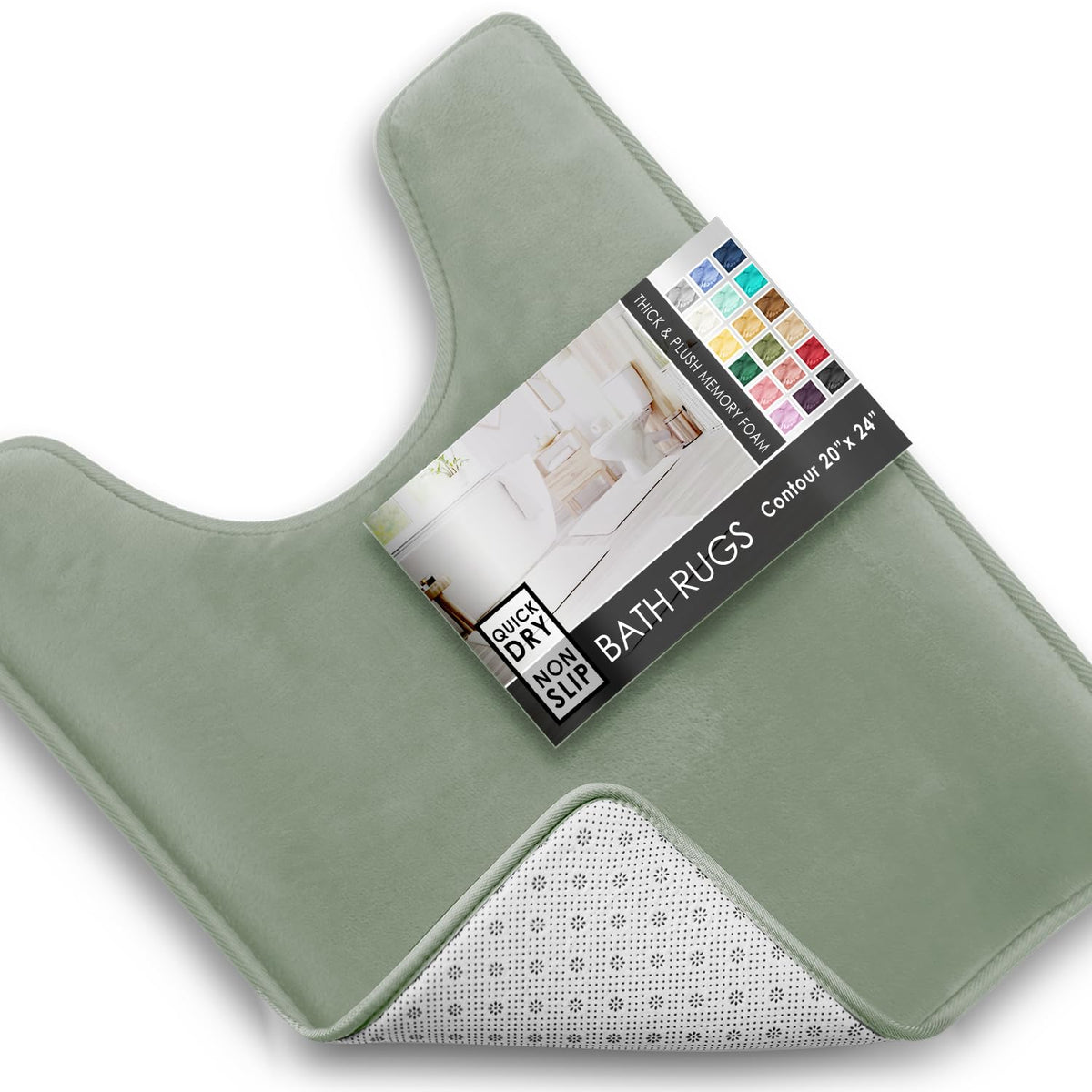 Clara Clark 3 Piece Bathroom Rugs Bath Mat Set, Velvet Memory Foam Bath Mats for Bathroom - Non-Slip, PVC Backing Bath Rugs, Washable - Dries Quickly, Grey