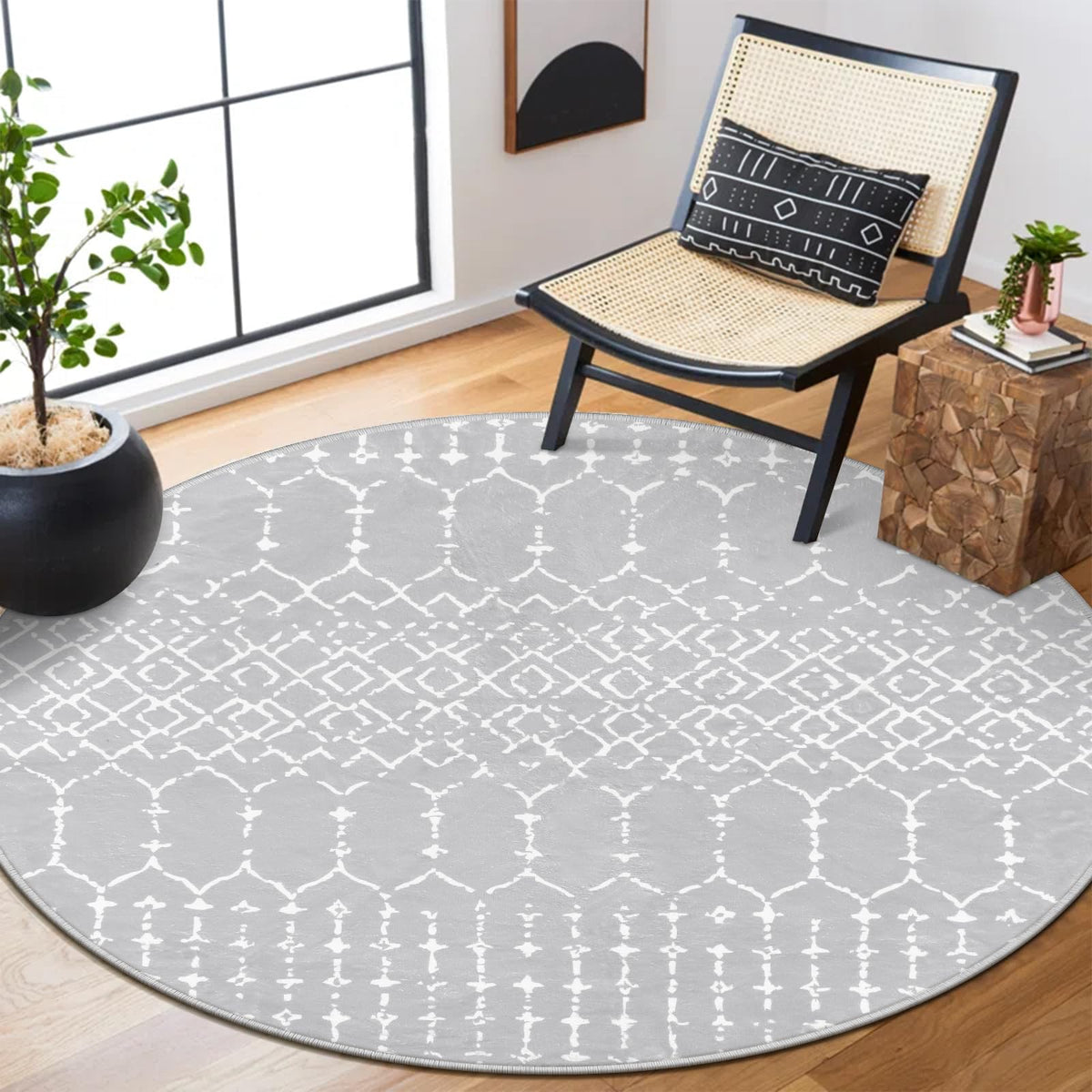 Lahome Moroccan Indoor Rugs for Entryway 2x3 Area Rug Non-Slip Backing Washable Inside Door Mats Low-Profile Throw Soft Rugs for Bathroom, Geometric Print Distressed Blue Rug for Kitchen Bedside Hana