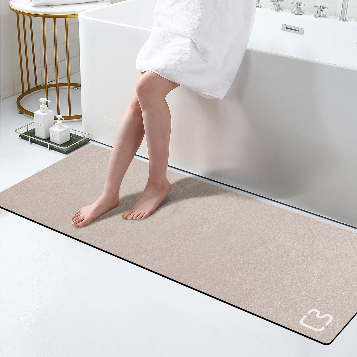 Diatomaceous Earth Bath Mat Stone Bath Mats for Bathroom,15.7"x23.6",Grey