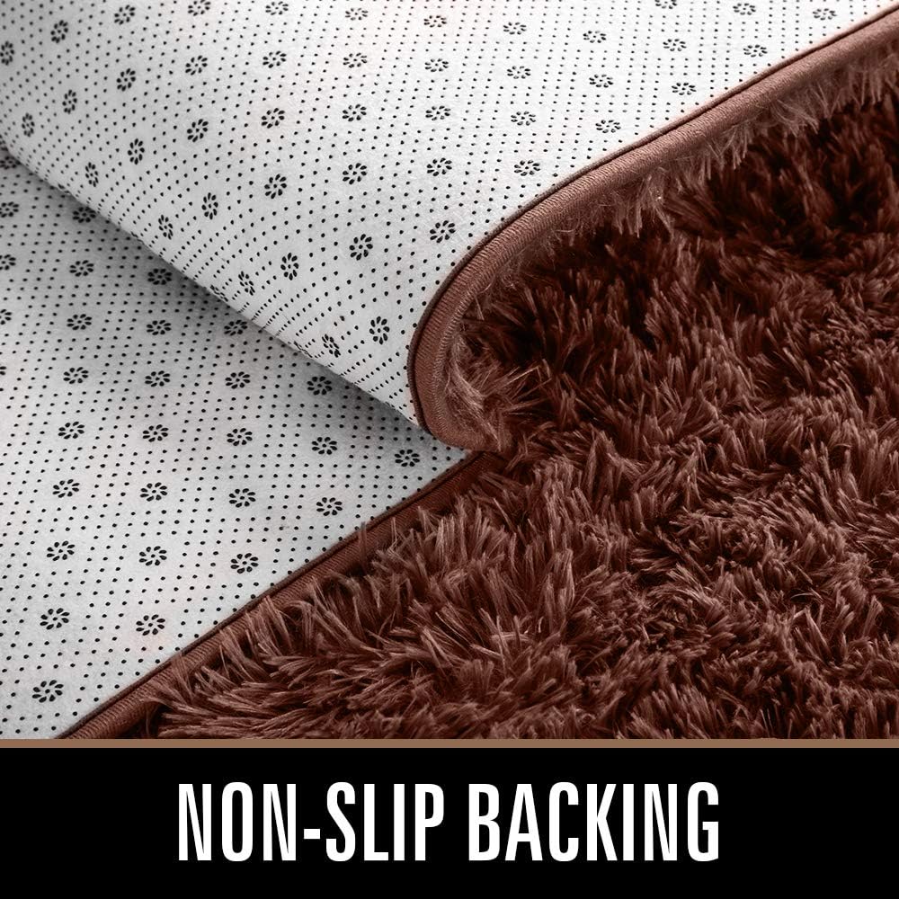 LOCHAS 2x3 Area Rugs Fluffy Living Room Carpets for Kids Bedroom, Brown