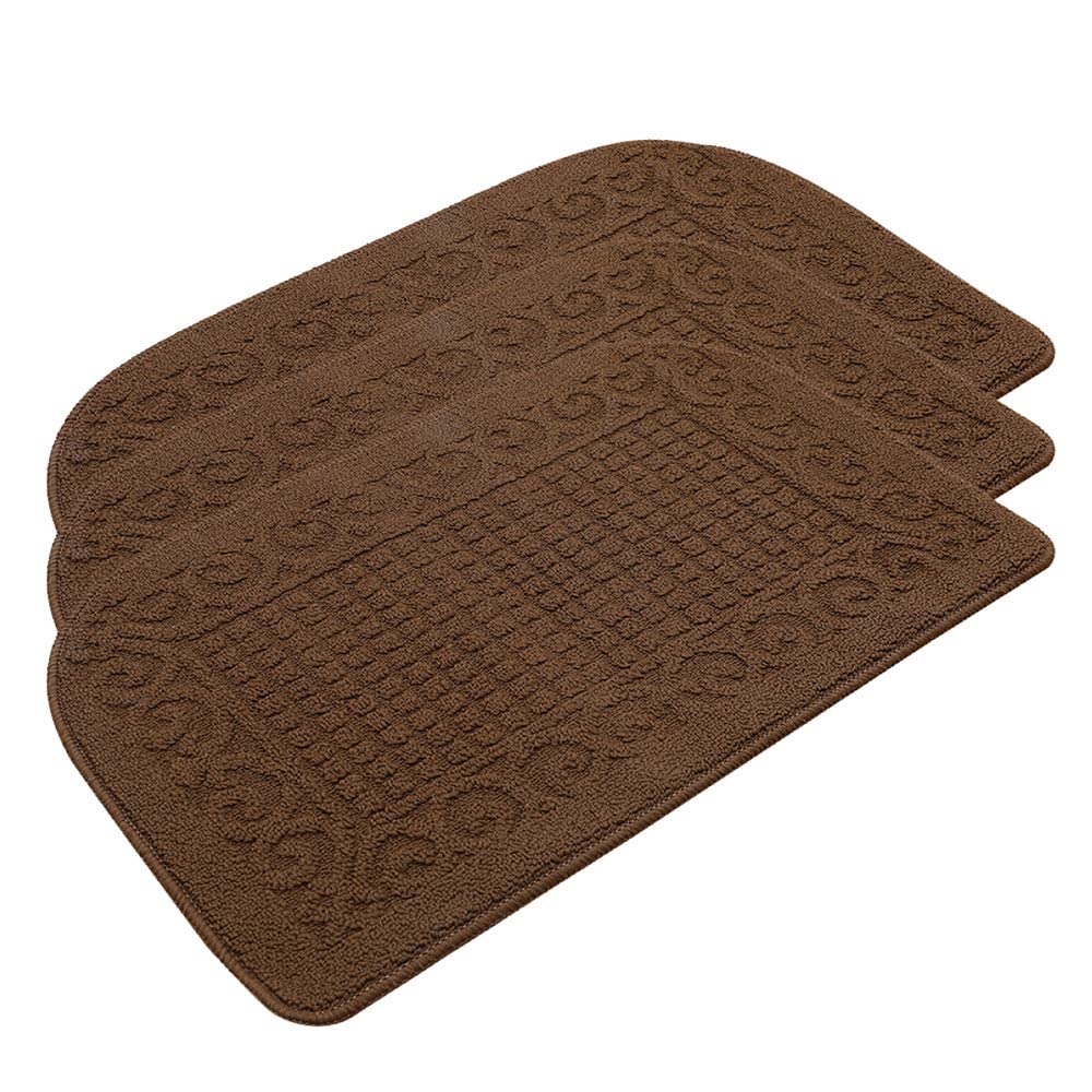 COSY HOMEER 27x18 Half Round Kitchen Rug,Non Slip Washable Mat,Burgundy 1PC