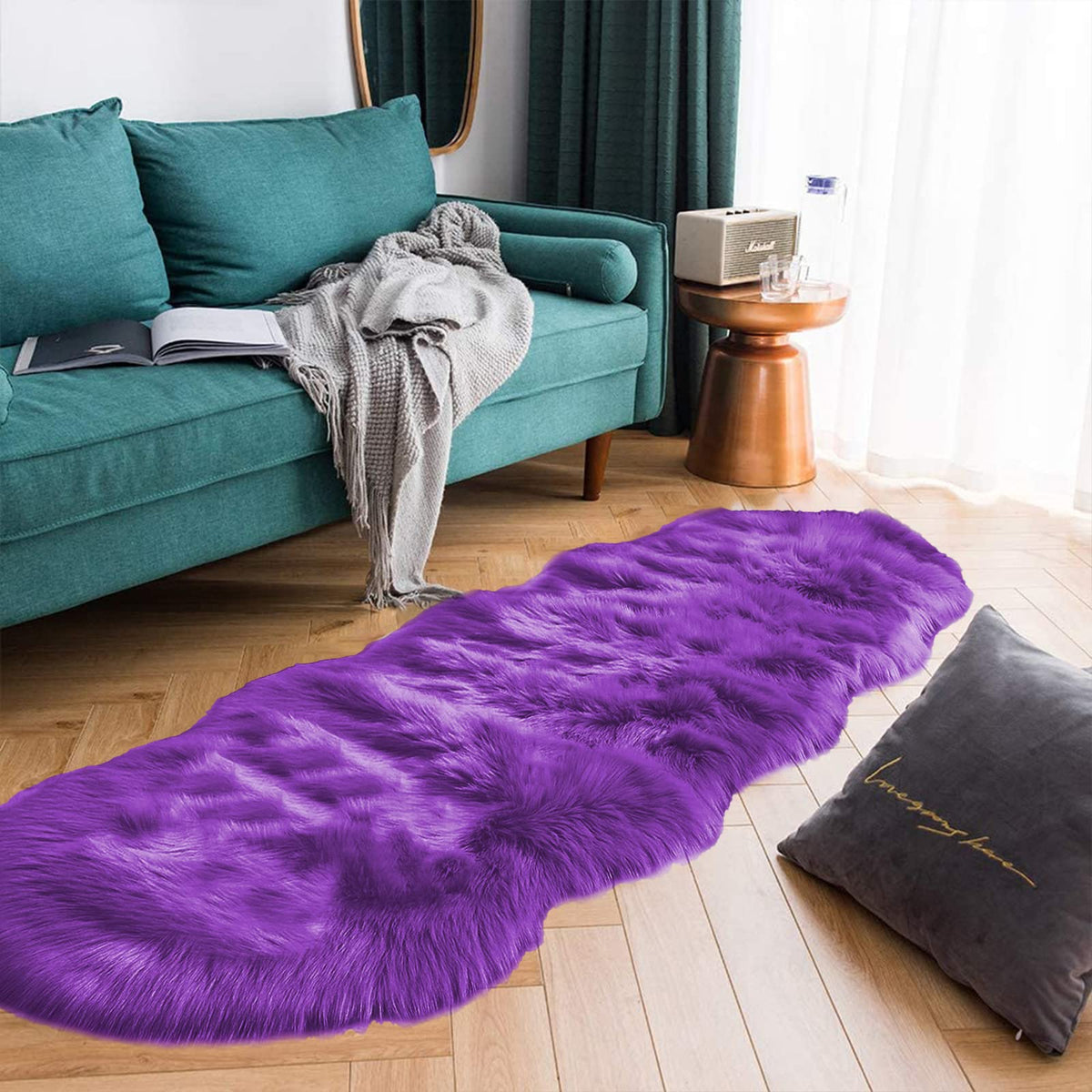 Latepis White Sheepskin Rug 2x3 Faux Fur Sheepskin Rug for Living Room Fluffy Washable Rugs for Bedroom Luxury Room Decor Furry Rugs Rectangle