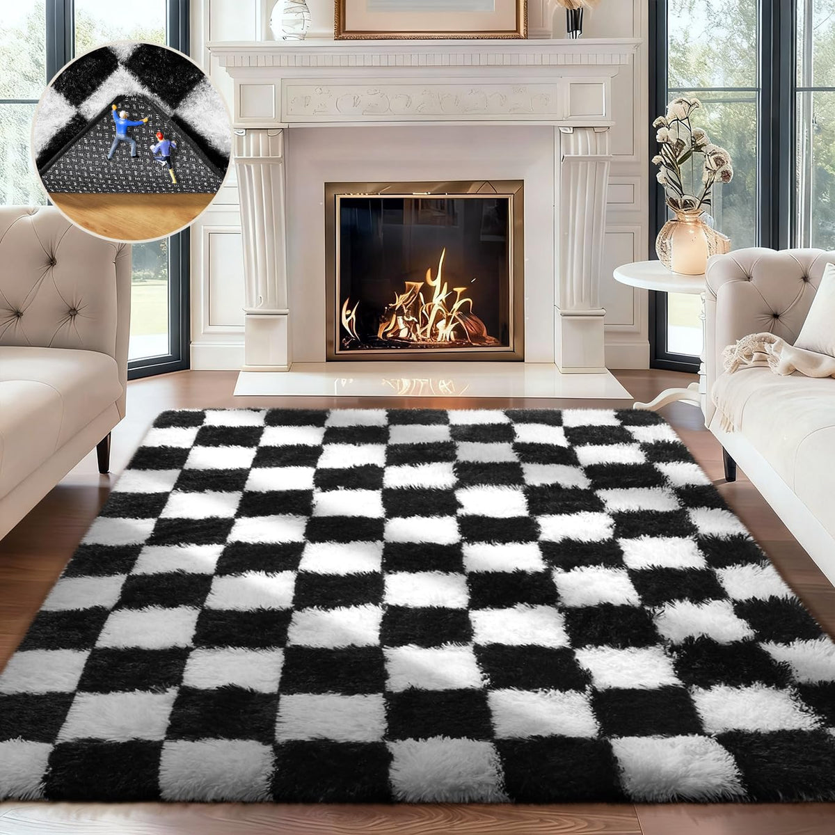 Ophanie 2x6 Washable Runner Rug for Hallway,Non-Slip Fluffy Soft Bedside Rugs, Bedroom Living Room Grey Shaggy Gray Carpet for Kids Girls Boys Dorm Nursery Home Decor Aesthetic