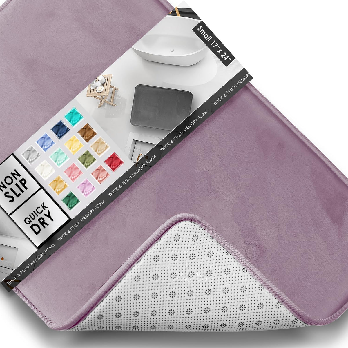 Clara Clark 3 Piece Bathroom Rugs Bath Mat Set, Velvet Memory Foam Bath Mats for Bathroom - Non-Slip, PVC Backing Bath Rugs, Washable - Dries Quickly, Grey