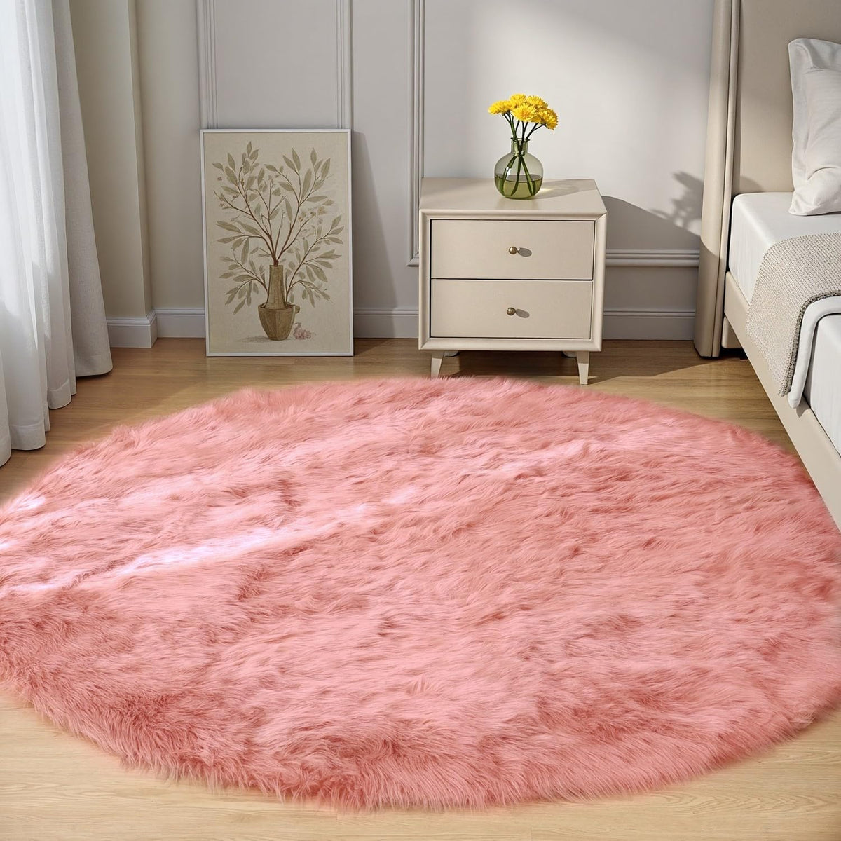 Goolela White Fluffy Faux Fur Rug for Bedroom Faux Sheepskin Rug 2x3 White Fuzzy Furry Bedside Carpet Dining Room Playroom Dorm Small Washable Rectangle