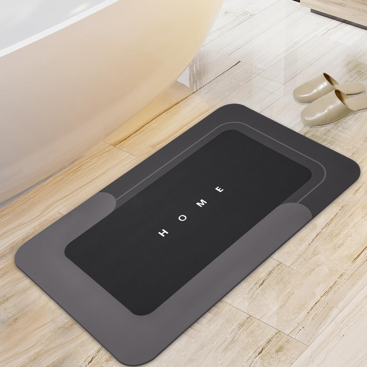 Housego Absorbent Bath Mat, Quick Dry Bath Rug, Non-Slip, 3PCS, Black