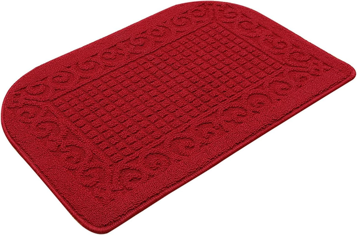 COSY HOMEER 27x18 Half Round Kitchen Rug,Non Slip Washable Mat,Burgundy 1PC