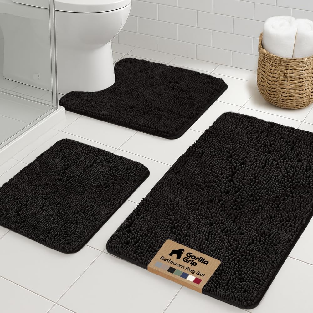 GORILLA GRIP Bathroom Area Rug Sets 2 Piece, Soft Chenille, 30x20 Grey