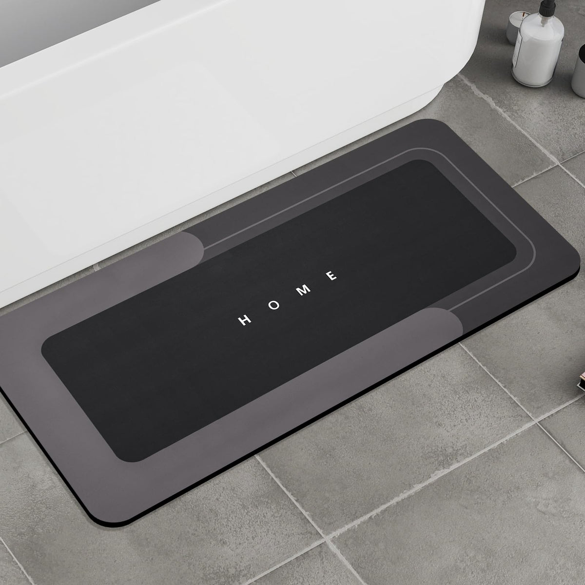 Housego Absorbent Bath Mat, Quick Dry Bath Rug, Non-Slip, 3PCS, Black