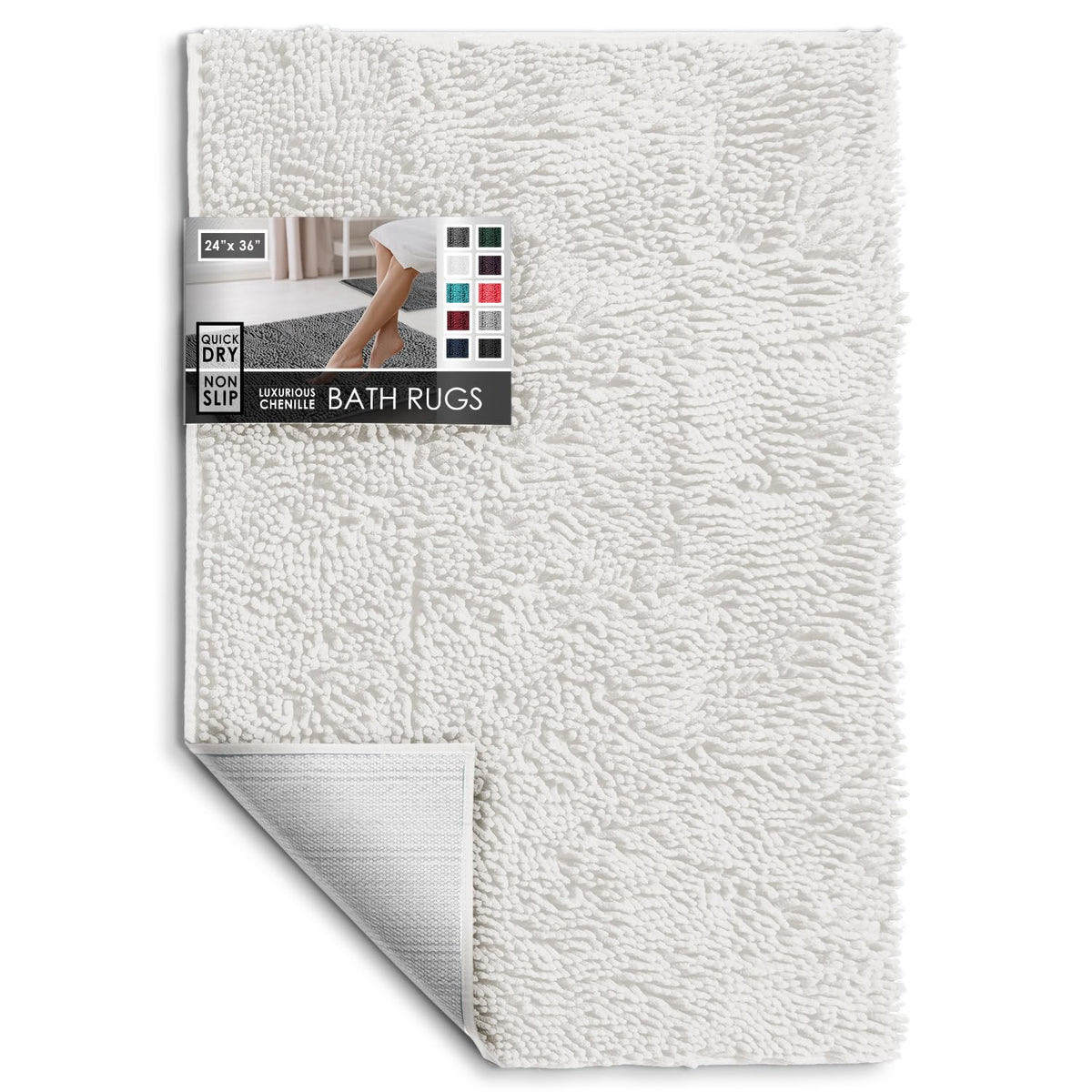 Hearth & Harbor Bathroom Rugs, Chenille Bath Mat - Machine Washable Bath Mats for Bathroom Non-Slip Backing Rubber, Quick Dry Bathroom Mat, 17 x 24 + 20 x 32 - Hunter Green