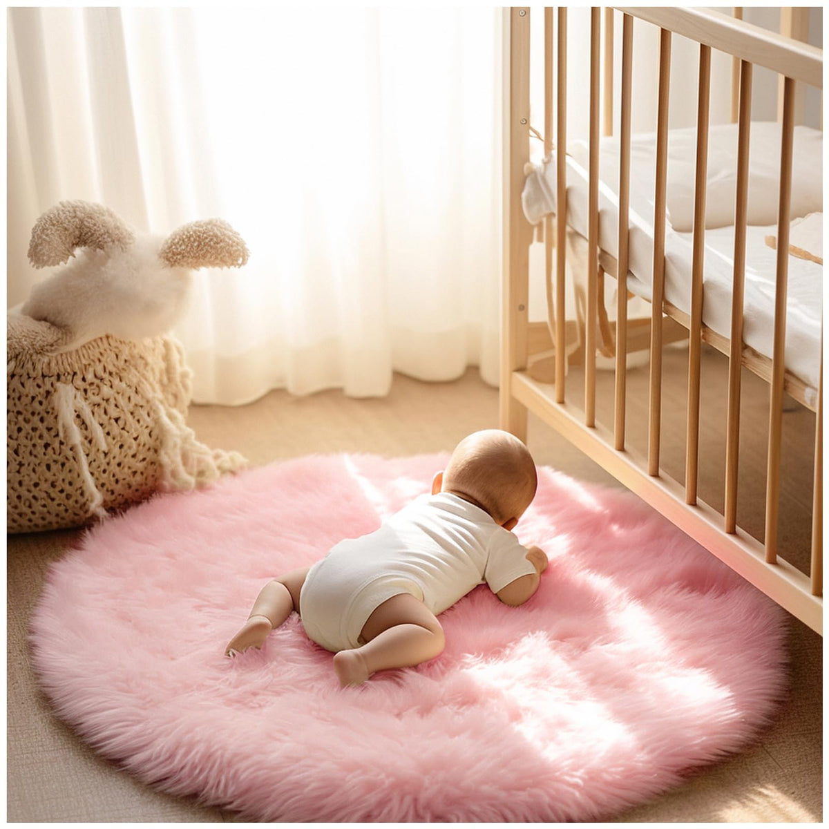 Ashler Faux Fur Rug, White, 2x3 Ft, Machine Washable