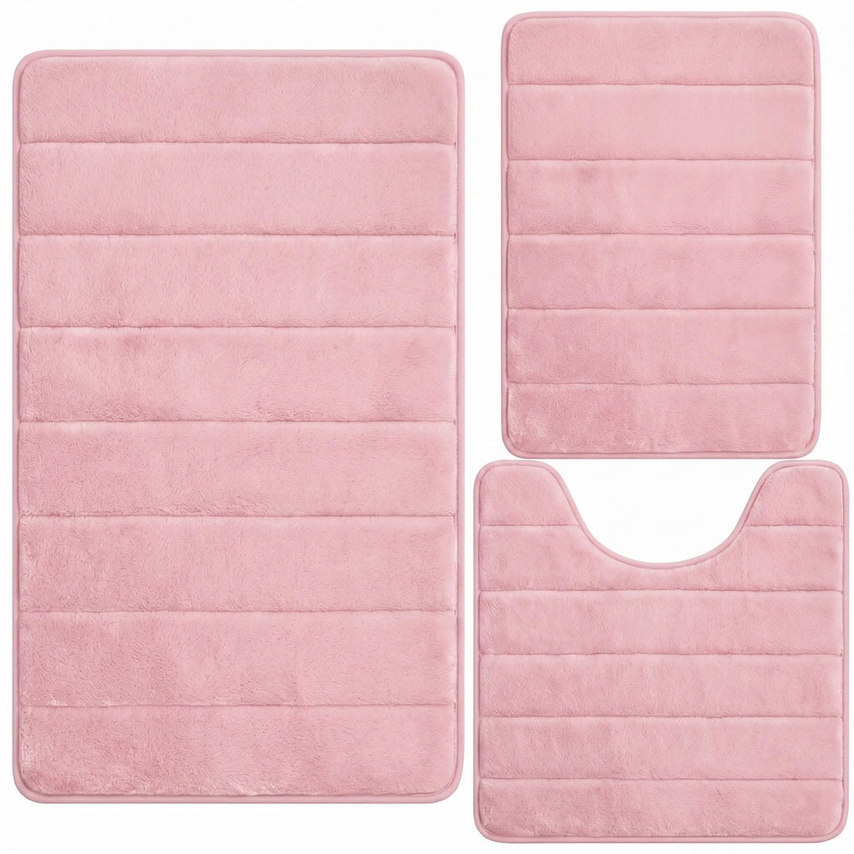 Bathroom Rugs Set 3 Piece, Memory Foam Bath Rugs, Non Slip Washable Bathroom Rug Set, Extra Soft Absorbent Bath Mats with U-Shaped Toilet Rug, Black