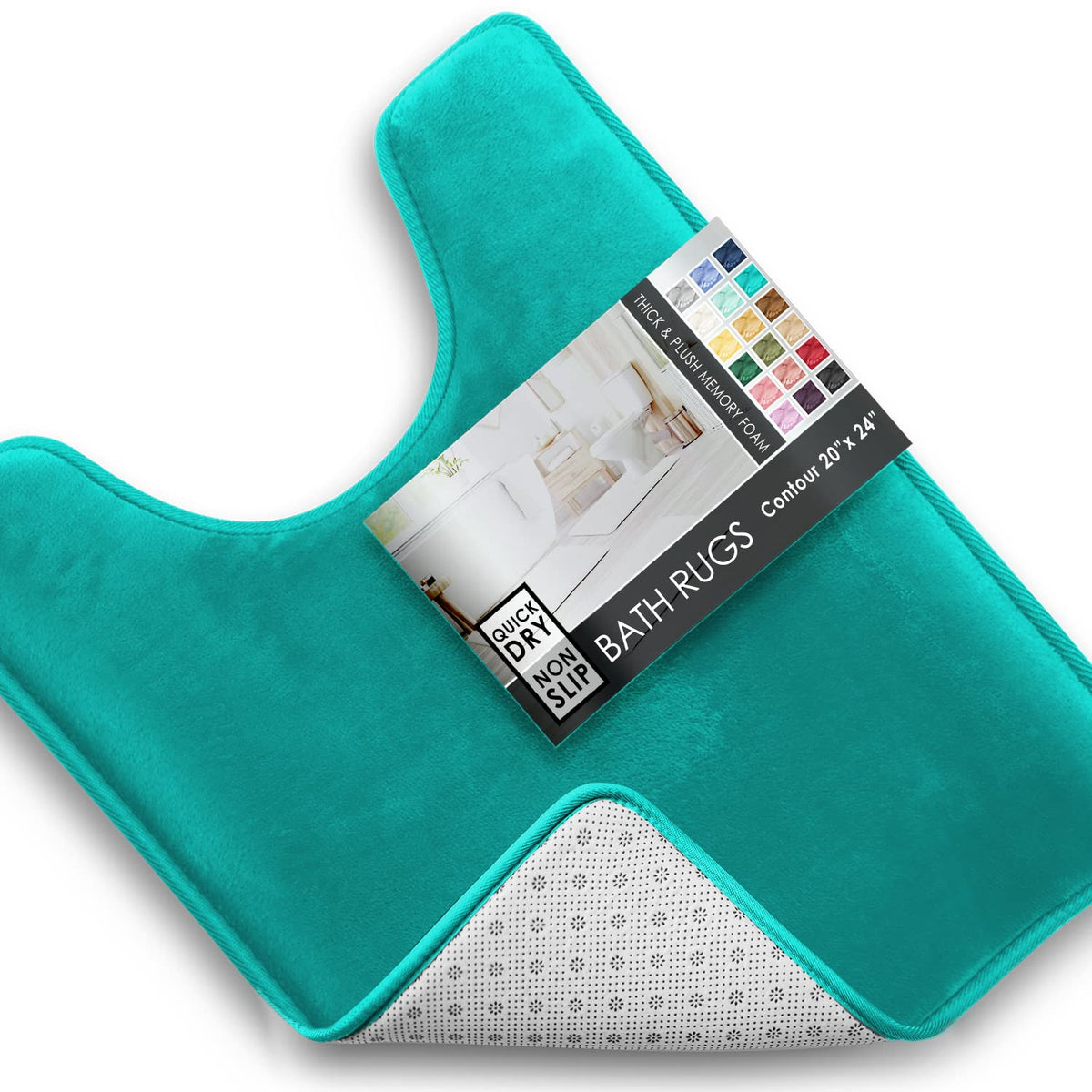 Clara Clark 3 Piece Bathroom Rugs Bath Mat Set, Velvet Memory Foam Bath Mats for Bathroom - Non-Slip, PVC Backing Bath Rugs, Washable - Dries Quickly, Grey