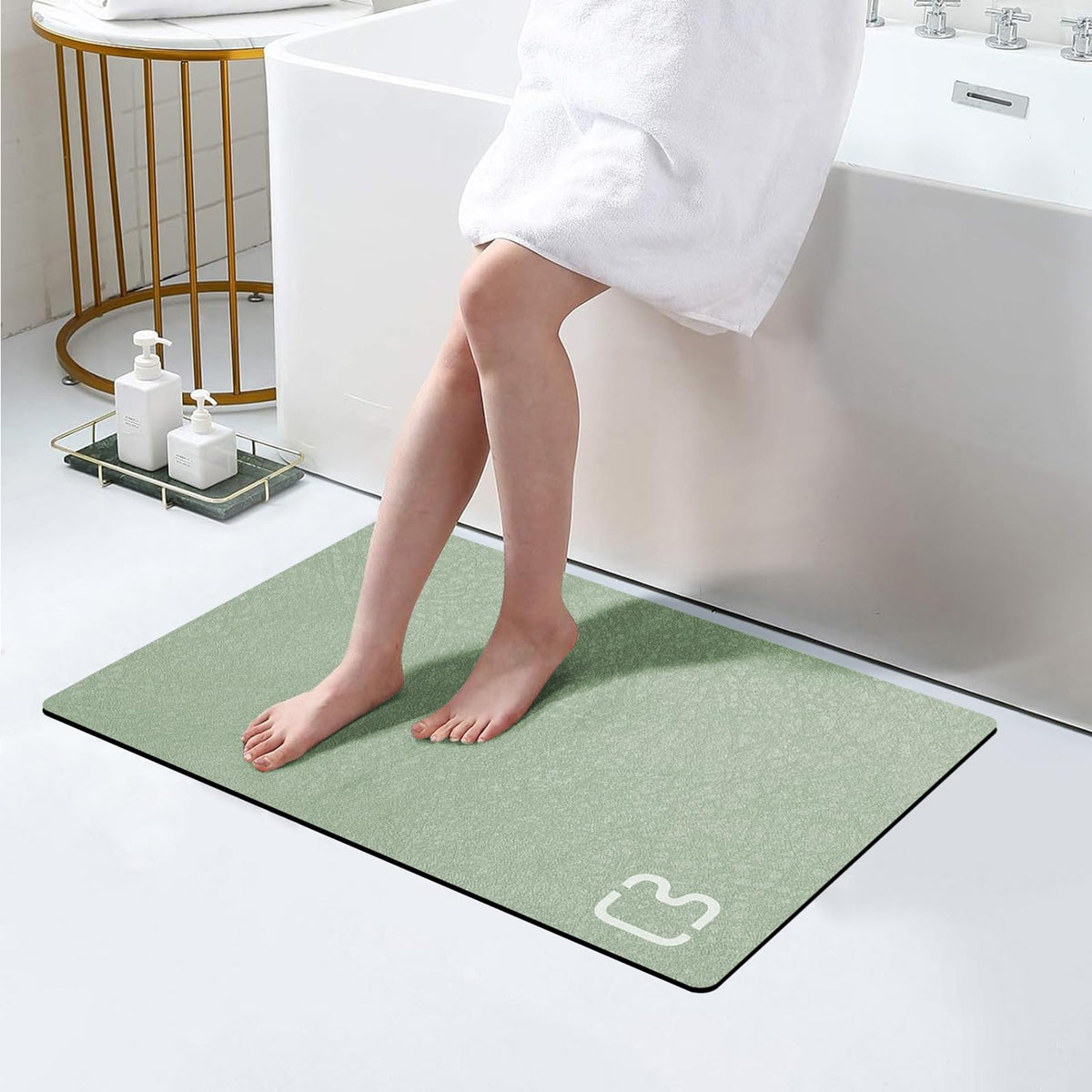 Diatomaceous Earth Bath Mat Stone Bath Mats for Bathroom,15.7"x23.6",Grey