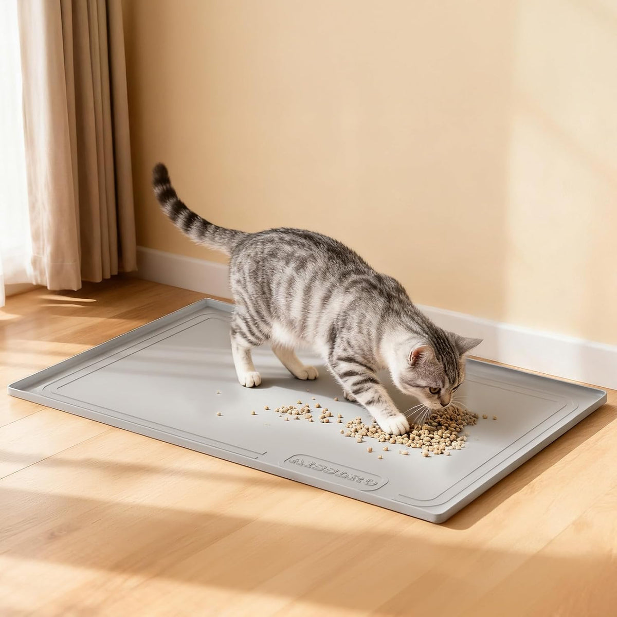 Under Sink Mat 22" X 19", Waterproof Silicone Cabinet Kitchen Liner, Gray
